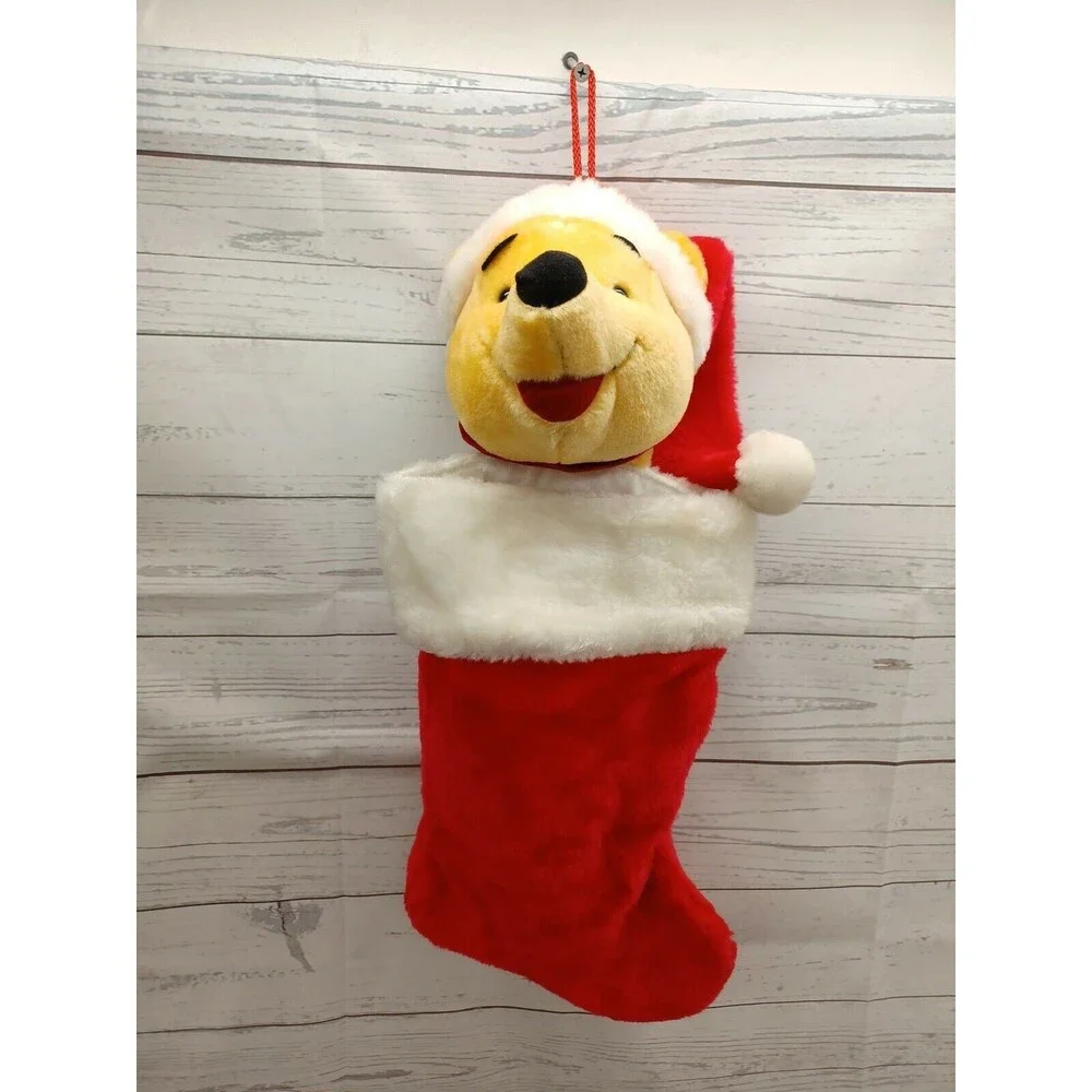 Disney Winnie The Pooh Plush Stocking Christmas Holiday Winnie The Pooh Velour